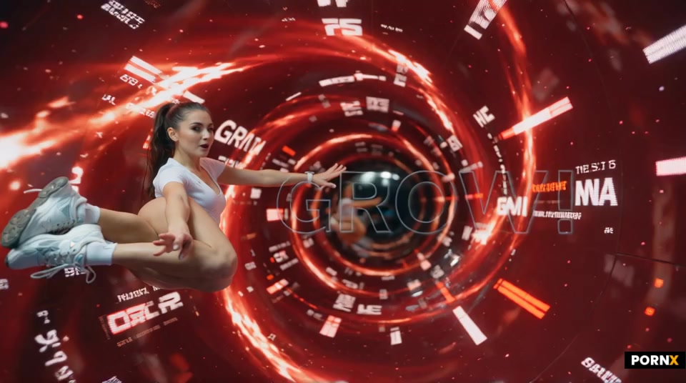 TINY ORIENTAL ASS FOCUS IN A RED MORPHIC VORTEX TUNNEL WITH "GROW!" EMBEDDED COMMAND WORDS FLASHING: