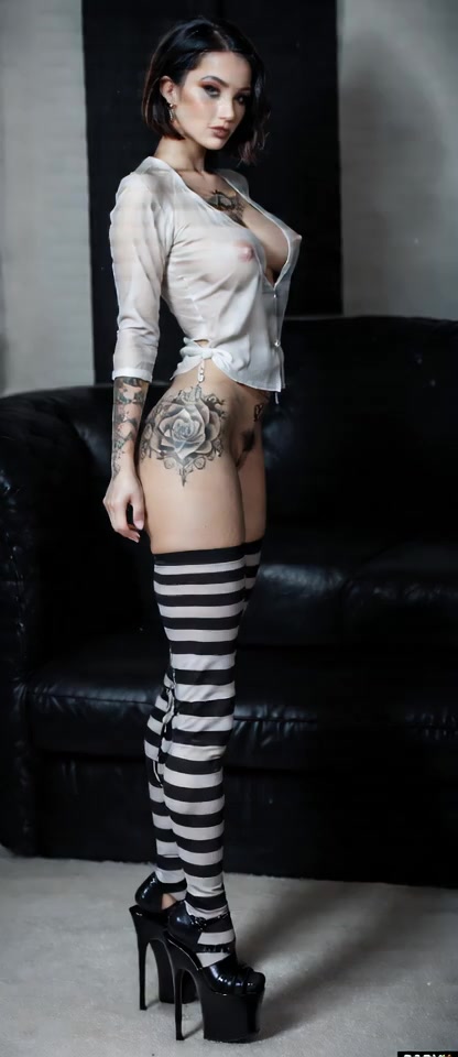 on her knees