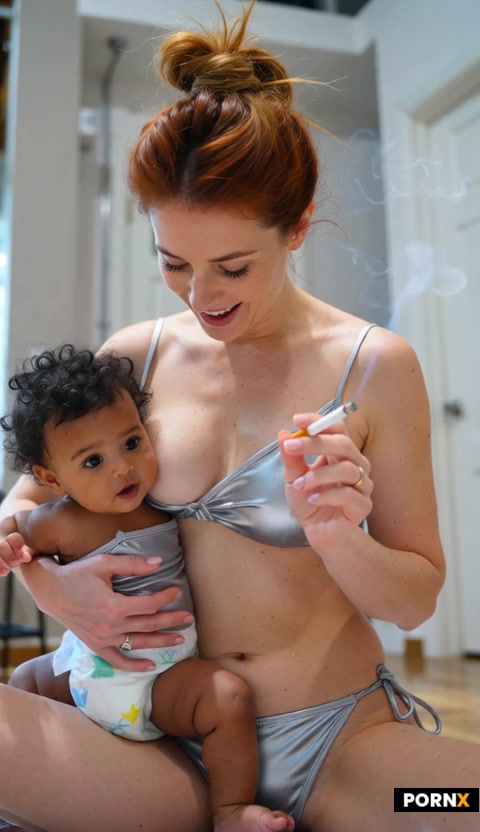 Milf red hair in messy bun