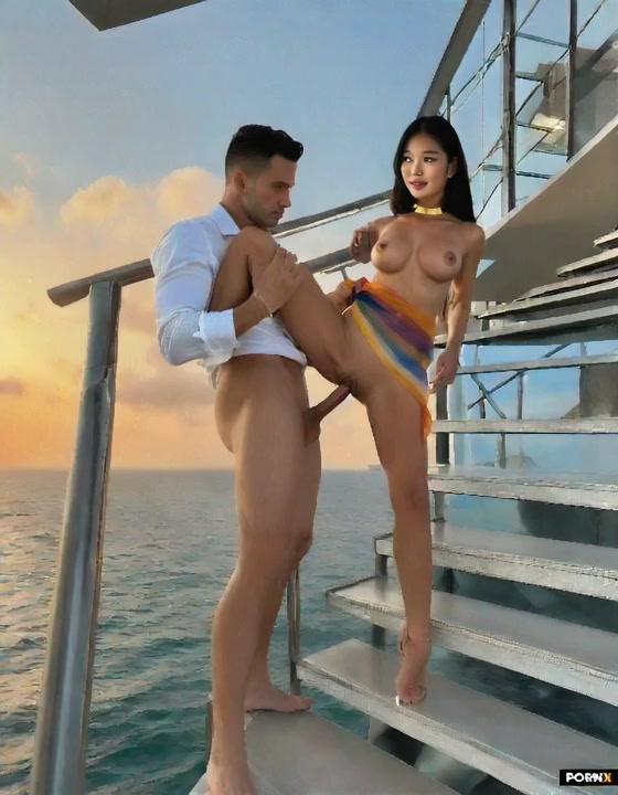 He fucks her standing up driving his penis deep in her pussy