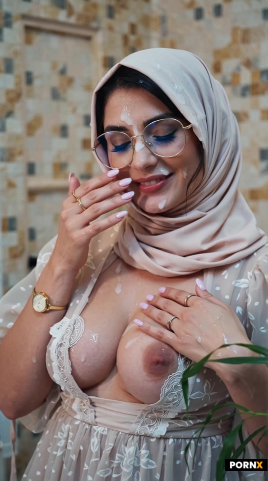 Beautiful Arab woman wearing a hijab and glasses